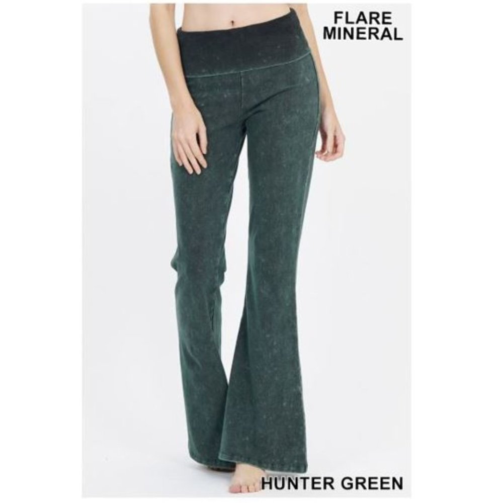 Zenana | GREEN Mineral Flare Yoga Pants | Various